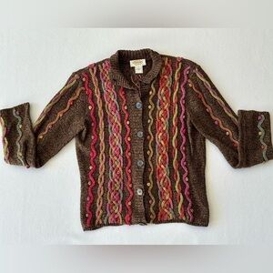 2 for $26 Talbots Wool Blend Cottagecore Grandma Chunky Multi Color Sweater SP